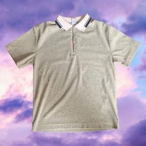 “Quasi” Heather grey zip up velour polo